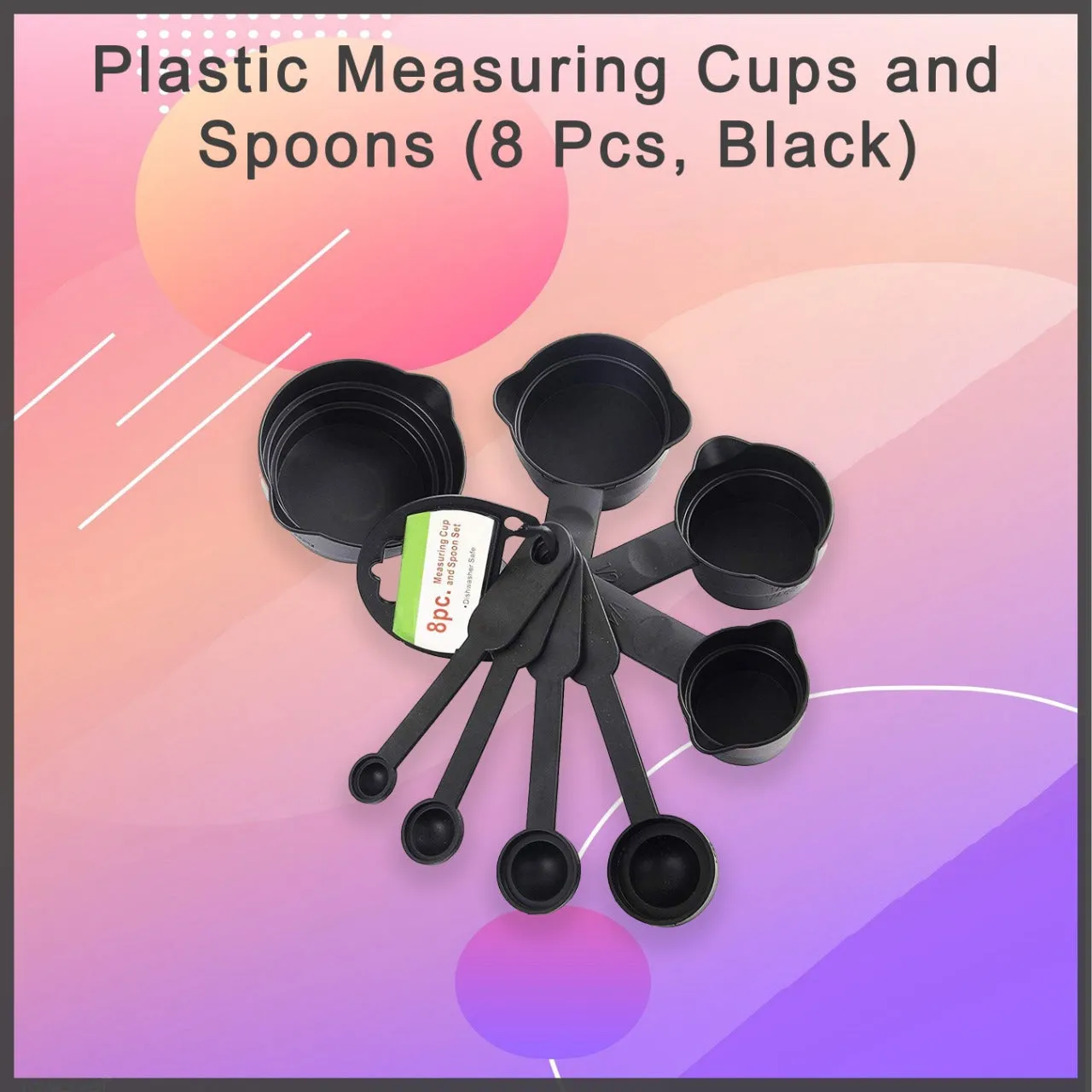 106 Plastic Measuring Cups and Spoons (8 Pcs, Black)