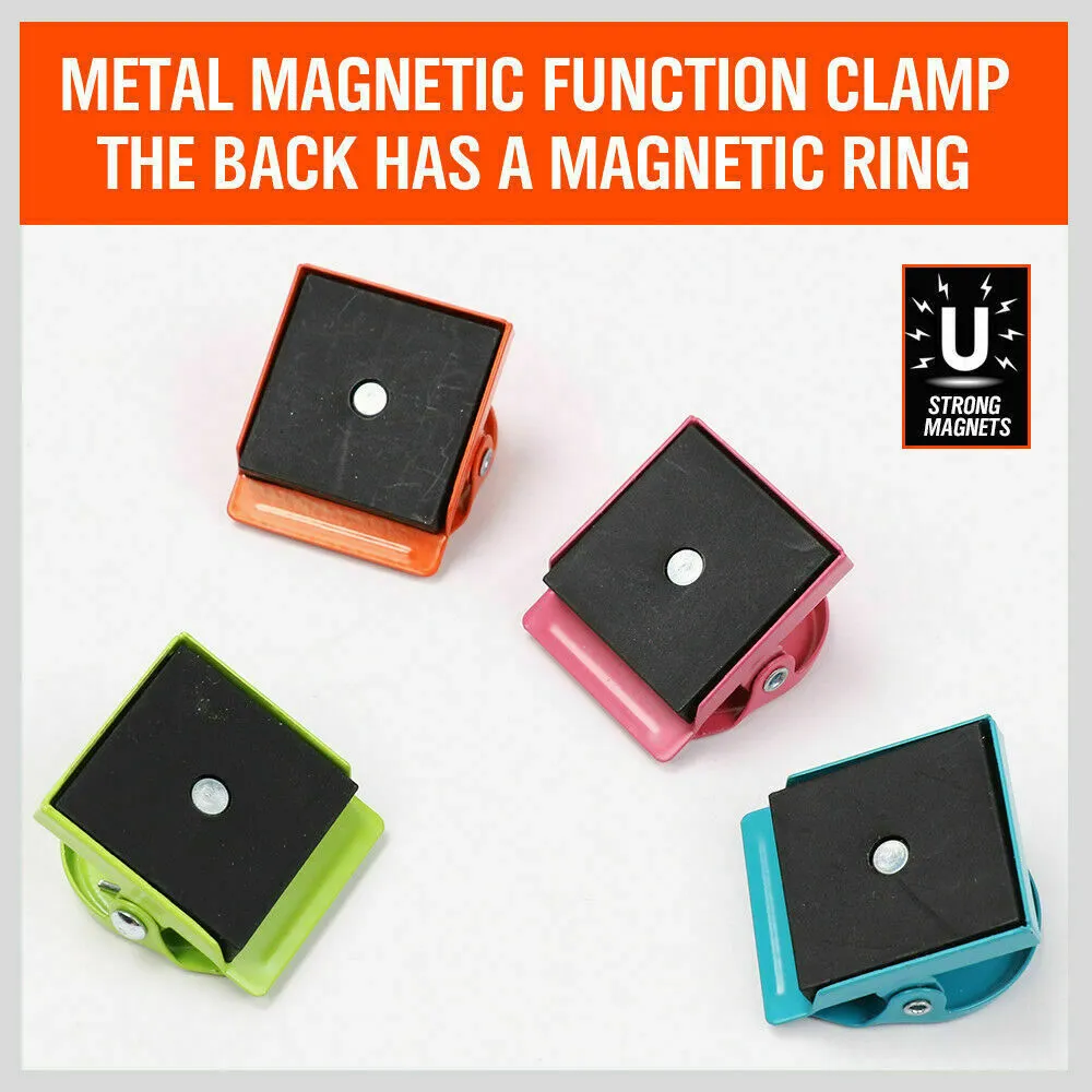 16Pc Magnetic Spring Clamps | Refrigerator Clips | Note Holders for Fridge