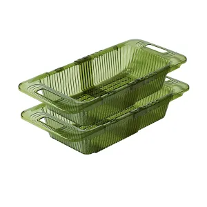2-Pack Retractable Dish Drying Rack Basket | Drainer Over The Sink (Green)