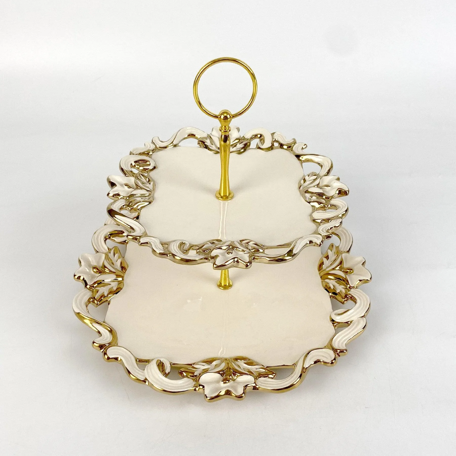 2-Tier Luxury Ceramic Serving Plates