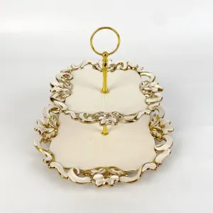 2-Tier Luxury Ceramic Serving Plates