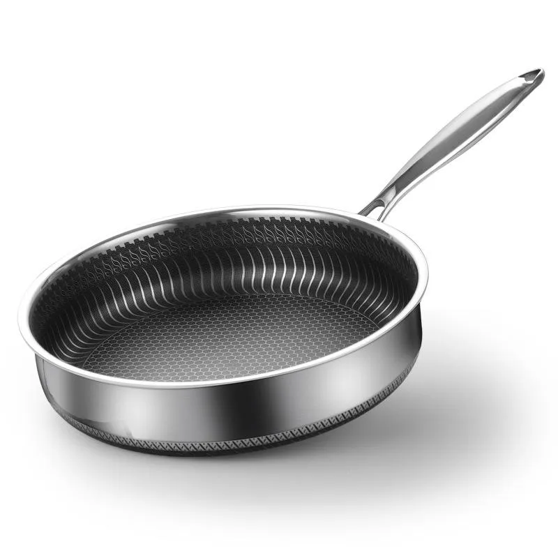 304 Stainless Steel Frying Pan | Non-Stick Cooking Frypan | 28cm Honeycomb Double Sided (without lid)