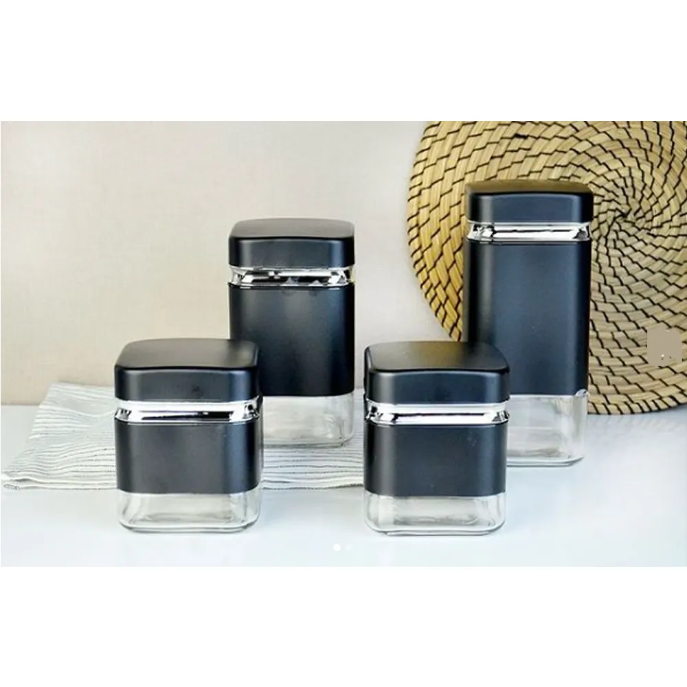 4-Piece Stylish Airtight Glass Jar Tea Canisters