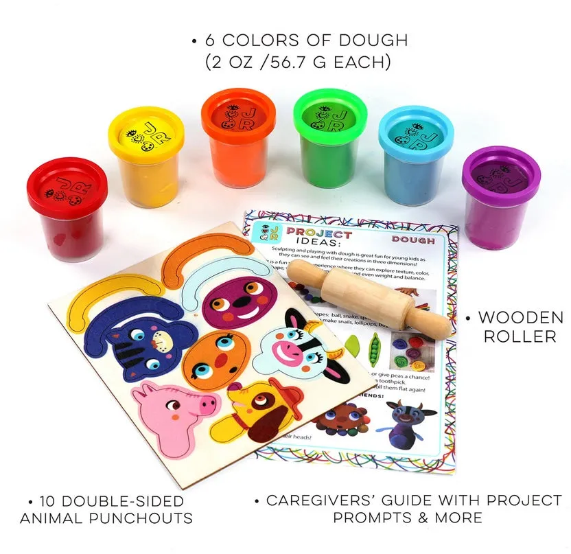 6 Doughs with Wooden Roller   Animal Punchouts