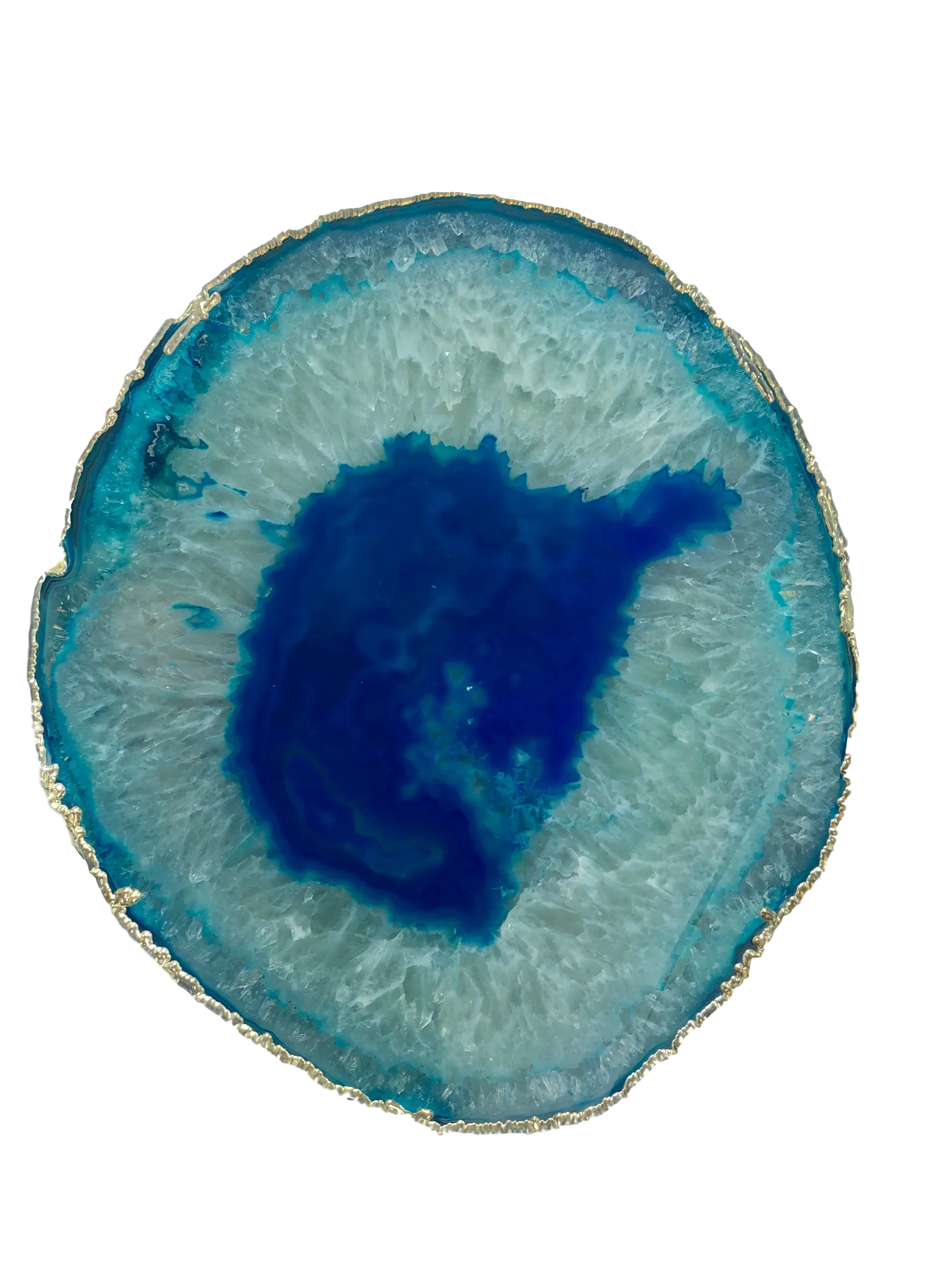 Agate Thick Decorative Platter with Silver Trim