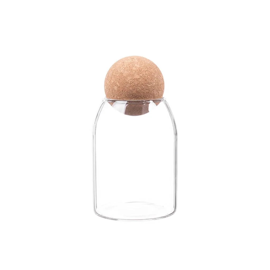 Aqua Glass Canister Jar 560ml with Cork Ball Lid 27157