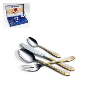 Arshia Gold and Silver Cutlery 24pc Set