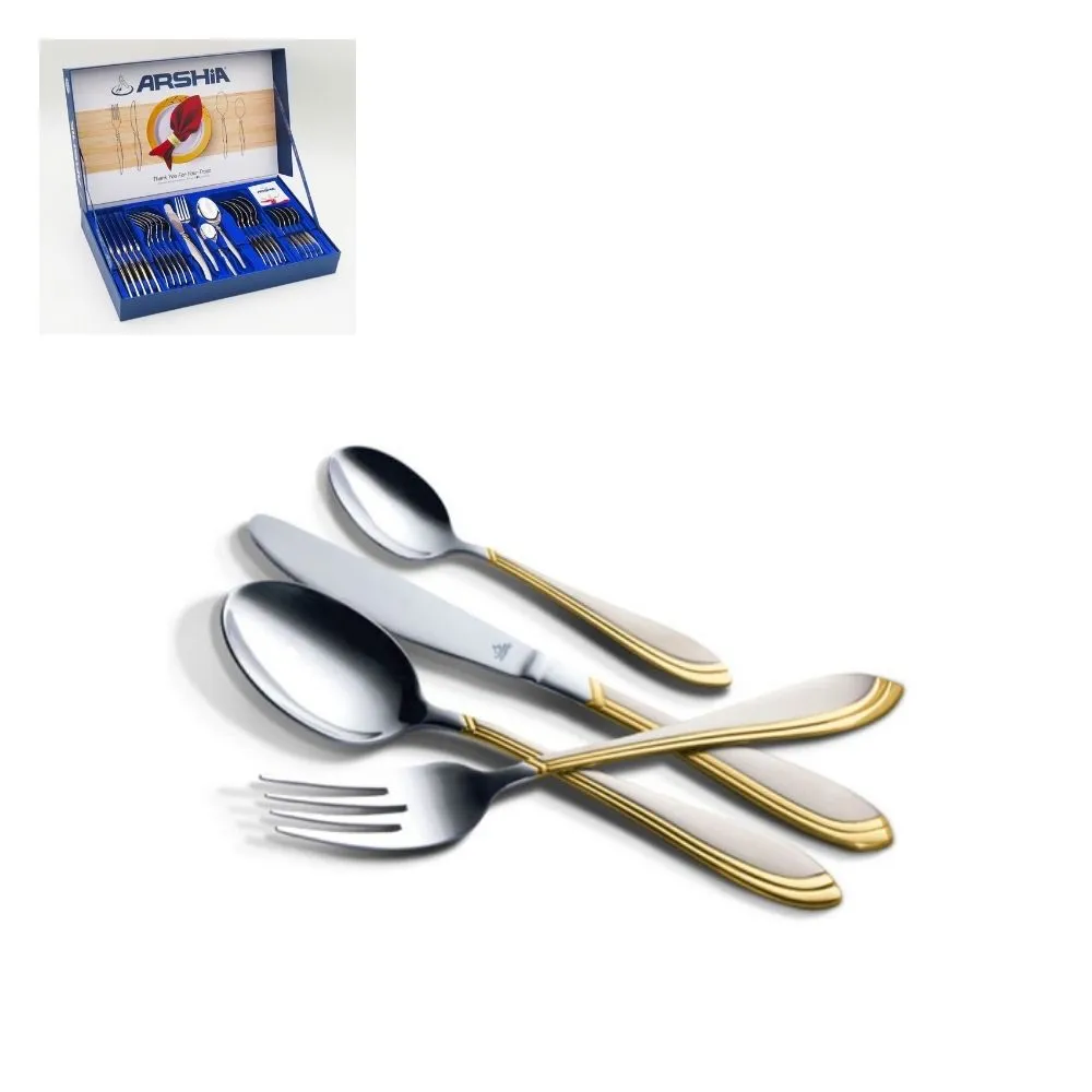 Arshia Gold and Silver Cutlery 24pc Set