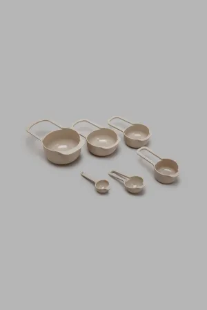 Beige Measuring Cups and Spoons Set (6 Piece)