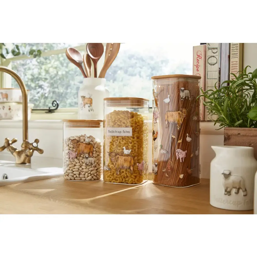 Buttercup Farm - 1.0Lt Glass Jar Push Bamboo Lid