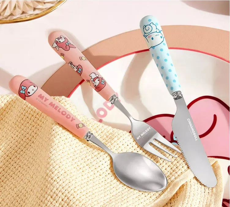 Cartoon Ceramic Stainless Steel Cutlery Set