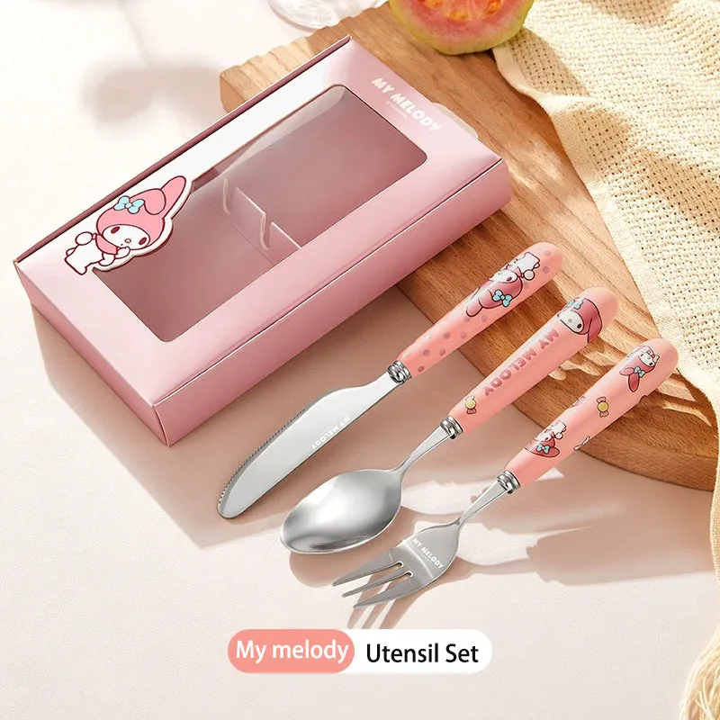 Cartoon Ceramic Stainless Steel Cutlery Set