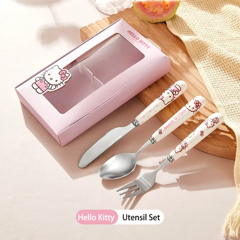 Cartoon Ceramic Stainless Steel Cutlery Set