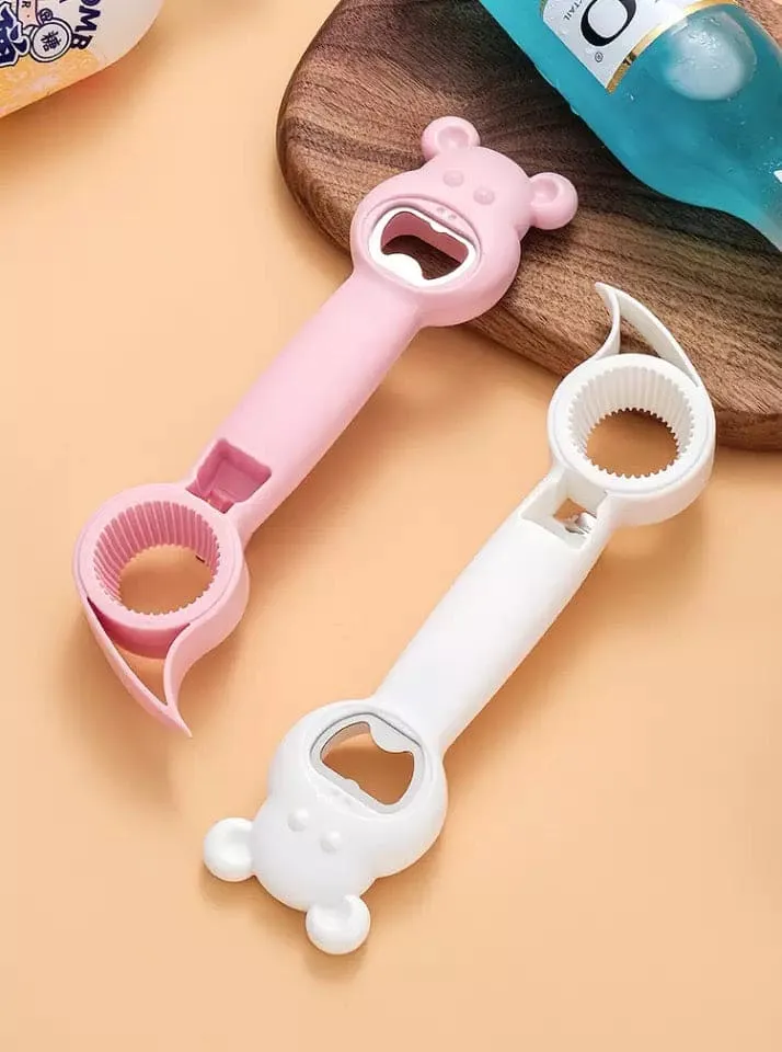 Cute 4 in 1 Multifunction Lid Remover, Stainless Steel Bottle Opener, Baer Unscrew Can opener, Jars Opener, Fridge Manual Lid Remover, Multifunctional Bottle Opener, 4 in 1 Lid Seal Remover, Water Bottle Opener for Women