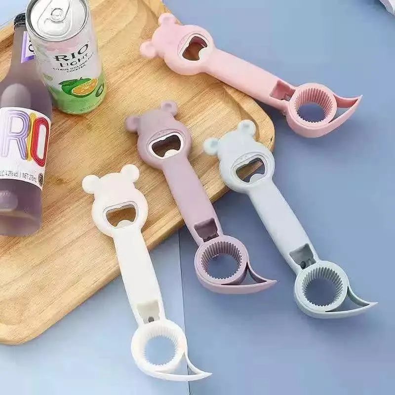Cute 4 in 1 Multifunction Lid Remover, Stainless Steel Bottle Opener, Baer Unscrew Can opener, Jars Opener, Fridge Manual Lid Remover, Multifunctional Bottle Opener, 4 in 1 Lid Seal Remover, Water Bottle Opener for Women