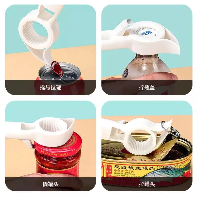 Cute 4 in 1 Multifunction Lid Remover, Stainless Steel Bottle Opener, Baer Unscrew Can opener, Jars Opener, Fridge Manual Lid Remover, Multifunctional Bottle Opener, 4 in 1 Lid Seal Remover, Water Bottle Opener for Women