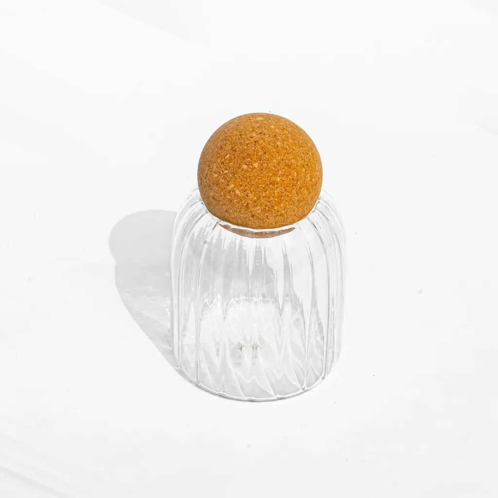 Fluted Storage Glass with Cork lid (500 ml)