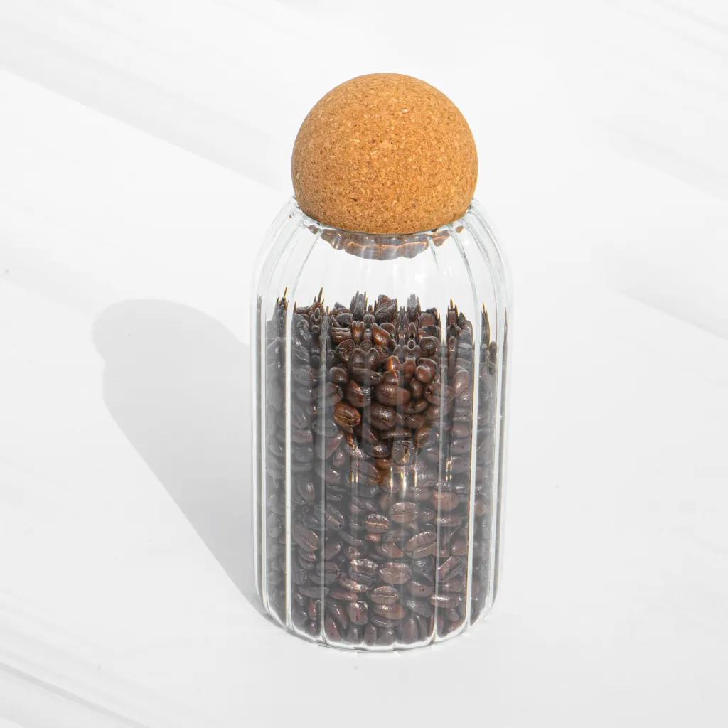 Fluted Storage Glass with Cork lid (750 ml)