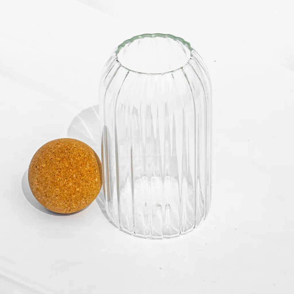 Fluted Storage Glass with Cork lid (750 ml)