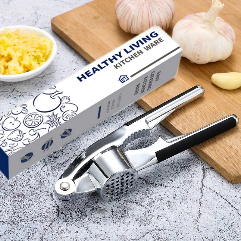 HippoMart Chef's Professional SUS304 Stainless Steel Garlic Press with Ergonomic Handle