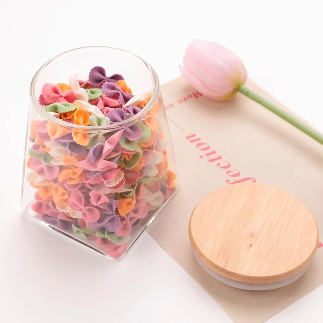 Homestic Borosilicate Glass Jar with Bamboo Lid | Kitchen Organizer Items & Storage | Multi-utility, Leakproof, Airtight Storage Jar for Cookies, Snacks, Tea, Coffee, Sugar | Set of 2 (360ml)