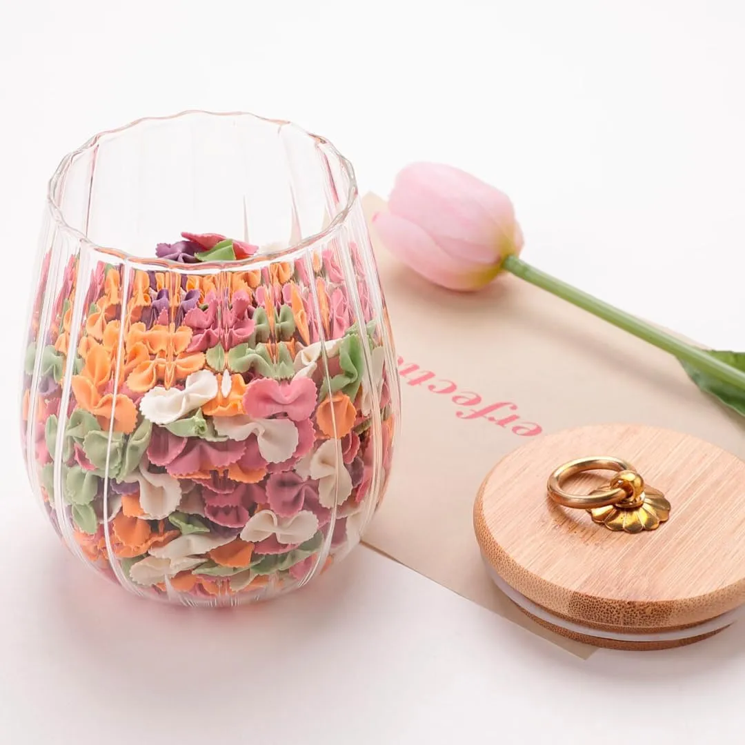 Homestic Borosilicate Glass Jar with Bamboo Lid | Kitchen Organizer Items & Storage | Multi-utility, Leakproof, Airtight Storage Jar for Cookies, Snacks, Tea, Coffee, Sugar | Set of 2 (830ml)