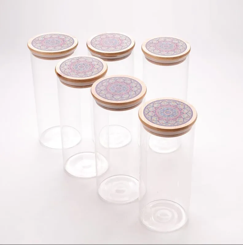 Homestic Borosilicate Glass Jar with Printed Bamboo Lid|Kitchen Organizer Items and Storage|Multi-utility, Leakproof, Airtight Storage Jar for Cookies,Snacks,Tea,Coffee,Sugar|Pack of 6(1000ml)