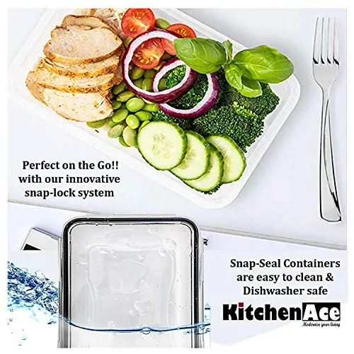 KITCHENACE,Modernise your living, Kitchen Containers Set, Fridge Storage Boxes, Plastic Containers for Kitchen Organizer, Kitchen Accessories Items for Storage Organizer, Snap-Seal (6-pc) Black