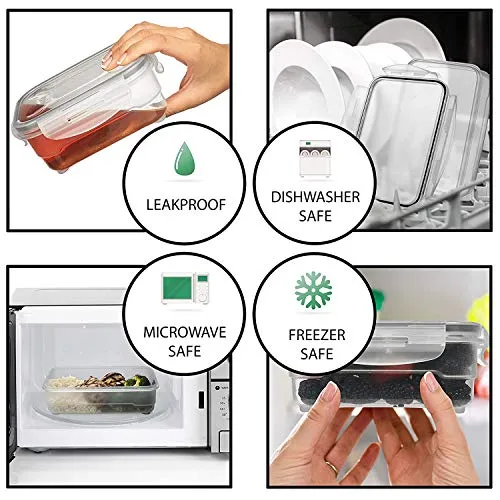 KITCHENACE,Modernise your living, Kitchen Containers Set, Fridge Storage Boxes, Plastic Containers for Kitchen Organizer, Kitchen Accessories Items for Storage Organizer, Snap-Seal (6-pc) Black