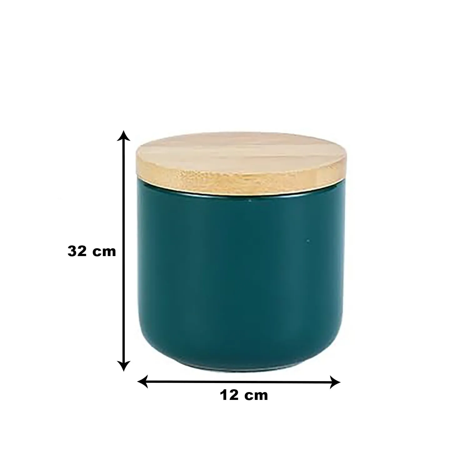 Kuber Industries 260ml Ceramic Jar for Kitchen Storage | Air-tight Container Set with Bamboo Lid | Multipurpose kitchen storage container for Snacks, Tea, Sugar | Teal | Pack of 3