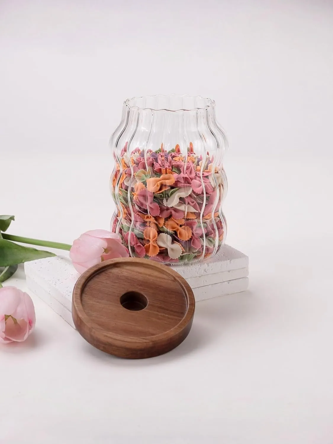 Kuber Industries Borosilicate Glass Jar with Bamboo Lid | Kitchen Organizer Items & Storage | Multi-utility, Leakproof, Airtight Storage Jar for Cookies, Snacks, Tea, Coffee, Sugar | Set of 2 (620ml)