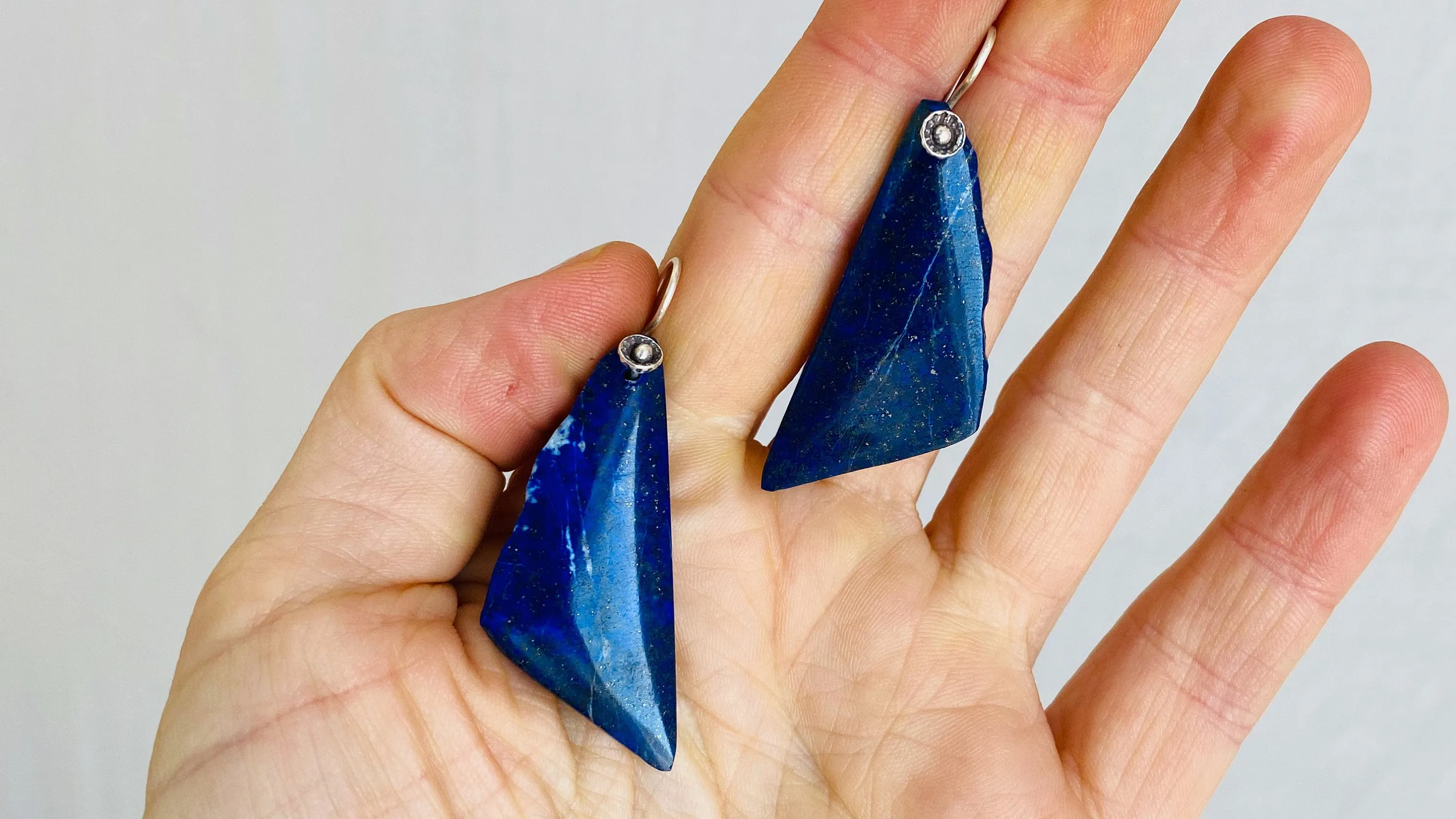 Lapis Lazuli & Sterling Silver Drop Earrings. 1240