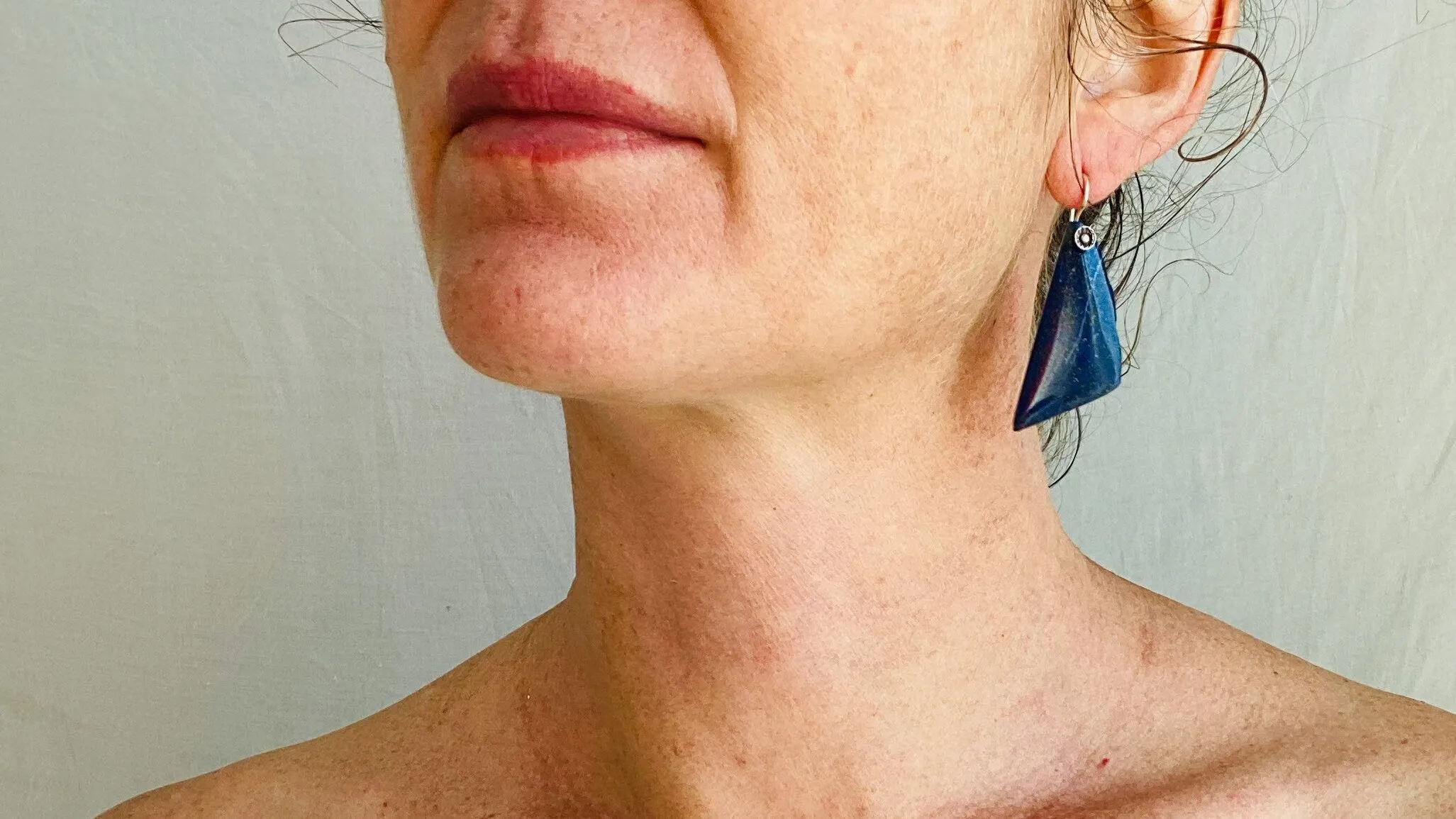 Lapis Lazuli & Sterling Silver Drop Earrings. 1240