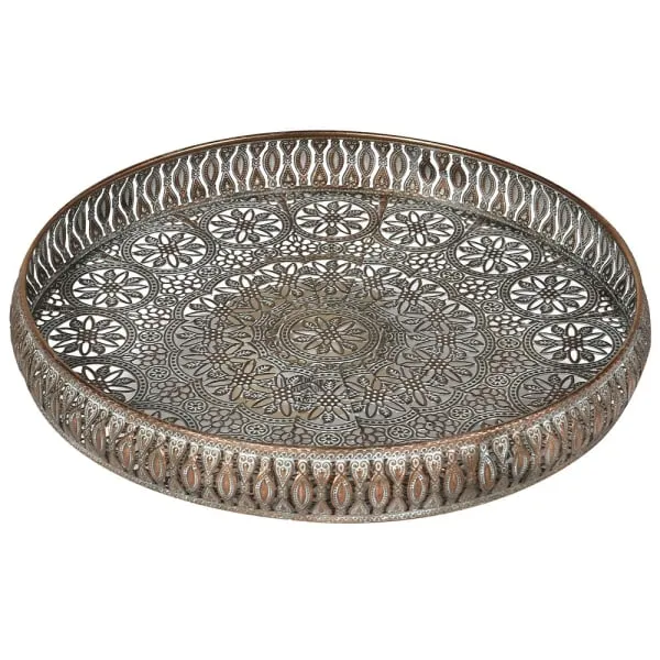 Large Round Filigree Serving Tray