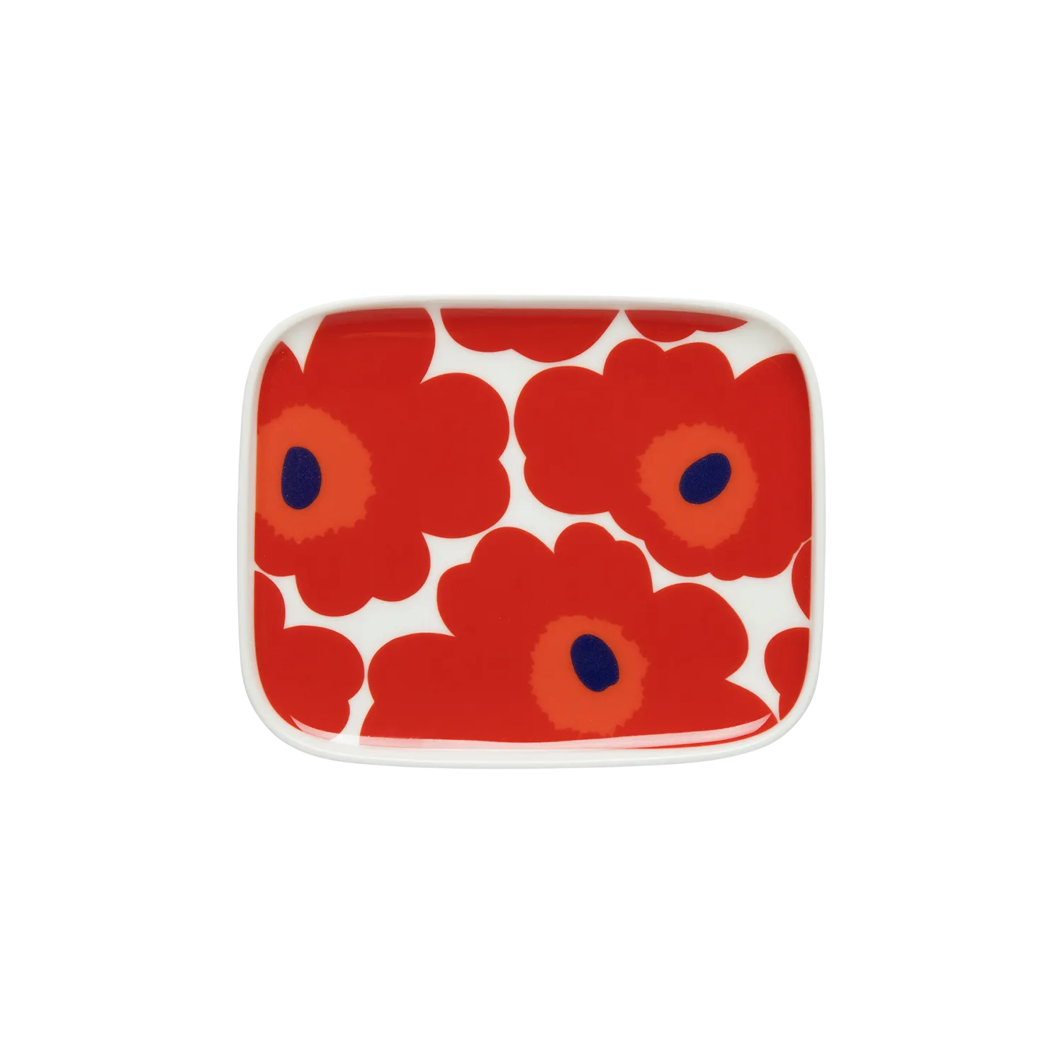 Marimekko Unikko Small Rectangular Plate, white/red
