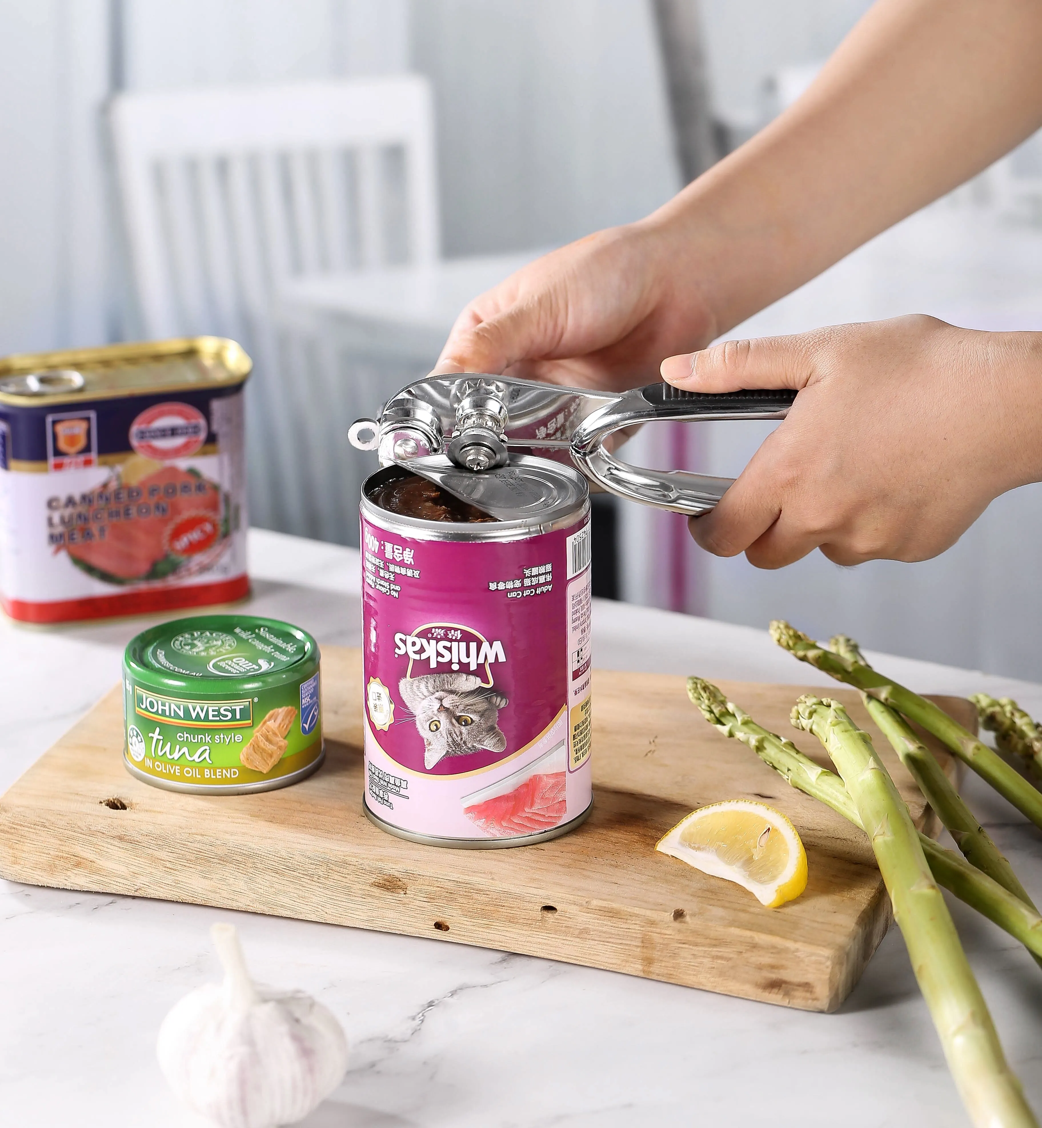 Royal Cuisine Set of 4 Zinc Alloy Premium Quality Can Opener, Garlic Press, Lemon Squeezer and Potato Peeler