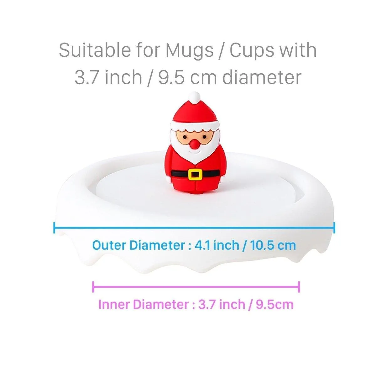 Santa Silicone Lid Cover Topper for Coffee Mug, Tea Cup, Glasses – Starbucks Accessories