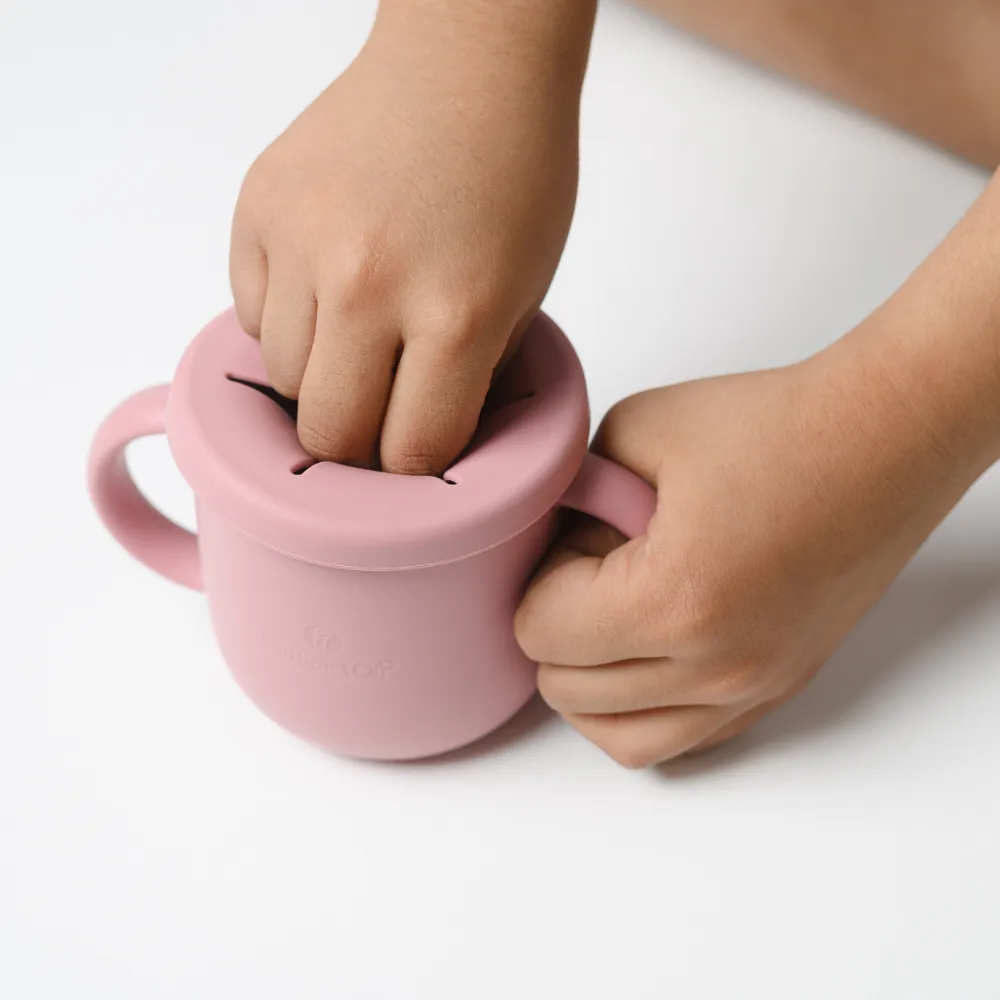Silicone 2-In-1 Snack And Sippy Cup With Straw  - Pink