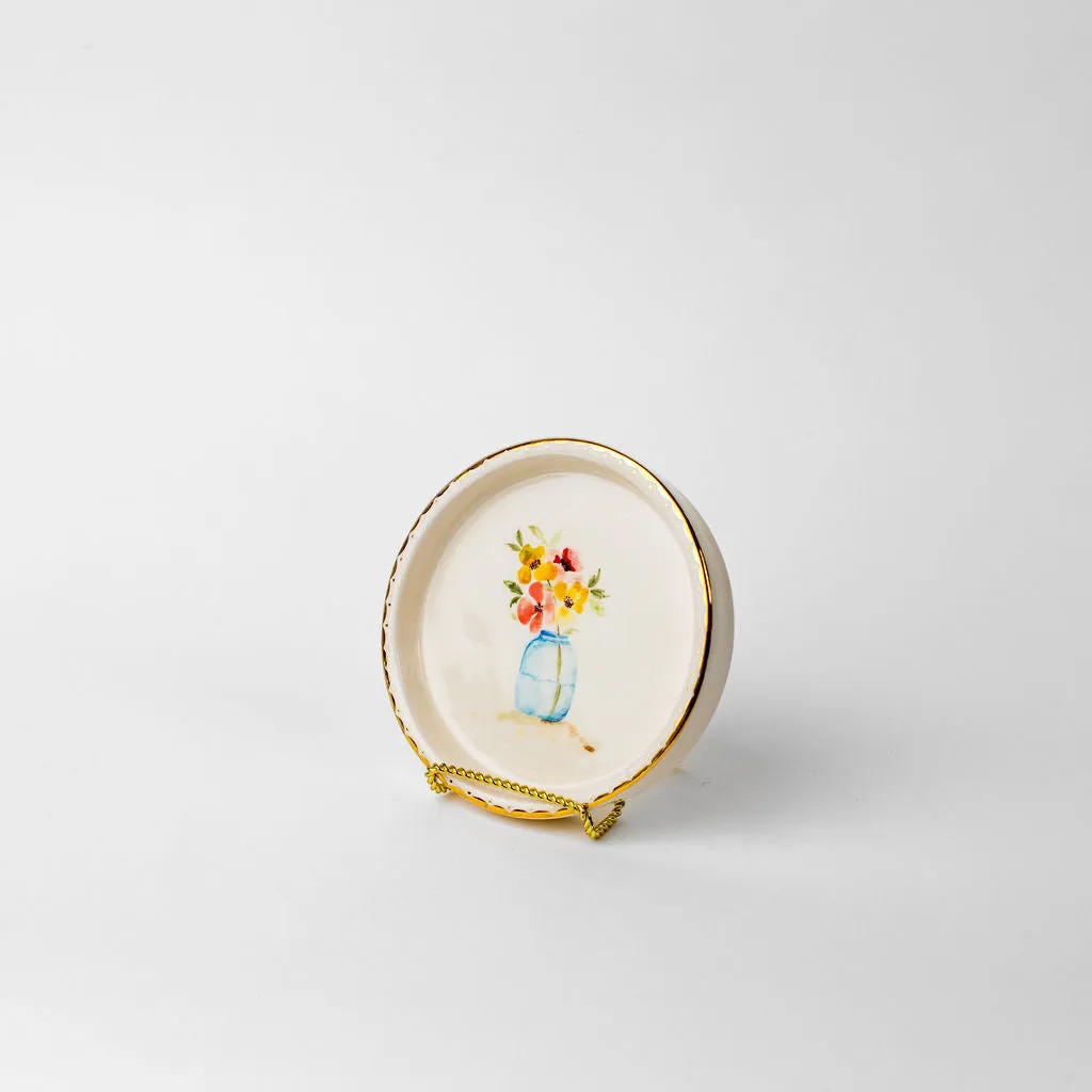 Small Hand Painted Floral Plates