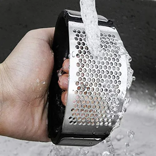 Stainless Steel Kitchen Garlic Crusher and Plastic Portable Ginger Mincer Squeezer Press Rocker Kitchen Chopper with Handle./Stainless Steel Garlic Press Chopper Crusher