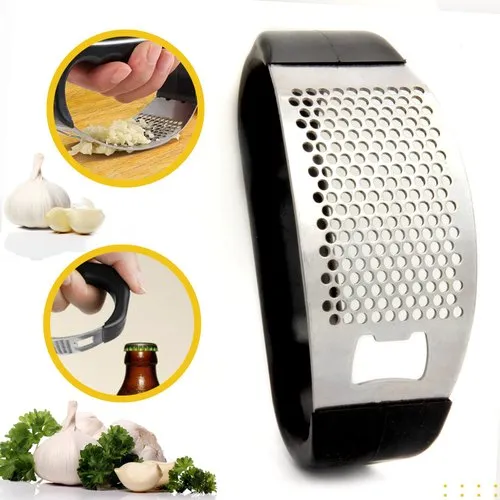 Stainless Steel Kitchen Garlic Crusher and Plastic Portable Ginger Mincer Squeezer Press Rocker Kitchen Chopper with Handle./Stainless Steel Garlic Press Chopper Crusher