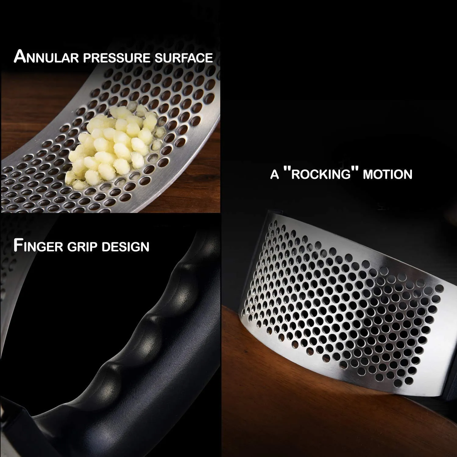 Stainless Steel Kitchen Garlic Crusher and Plastic Portable Ginger Mincer Squeezer Press Rocker Kitchen Chopper with Handle./Stainless Steel Garlic Press Chopper Crusher