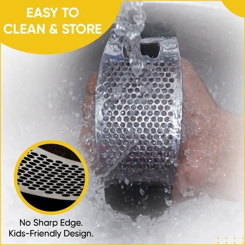 Stainless Steel Kitchen Garlic Crusher and Plastic Portable Ginger Mincer Squeezer Press Rocker Kitchen Chopper with Handle./Stainless Steel Garlic Press Chopper Crusher