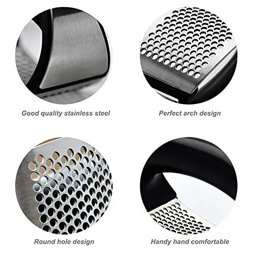 Stainless Steel Kitchen Garlic Crusher and Plastic Portable Ginger Mincer Squeezer Press Rocker Kitchen Chopper with Handle./Stainless Steel Garlic Press Chopper Crusher
