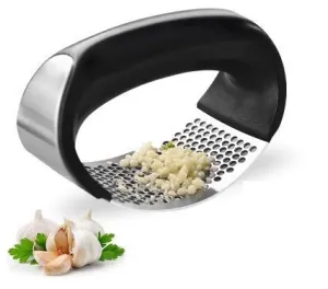 Stainless Steel Kitchen Garlic Crusher and Plastic Portable Ginger Mincer Squeezer Press Rocker Kitchen Chopper with Handle./Stainless Steel Garlic Press Chopper Crusher