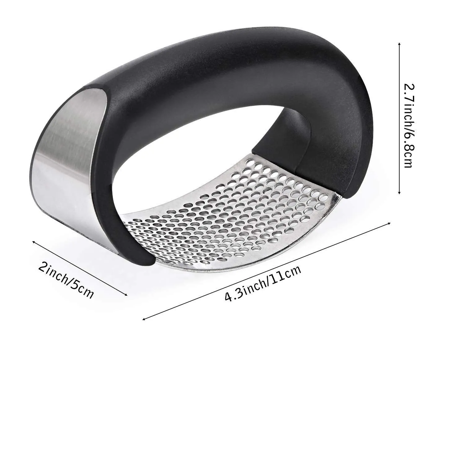 Stainless Steel Kitchen Garlic Crusher and Plastic Portable Ginger Mincer Squeezer Press Rocker Kitchen Chopper with Handle./Stainless Steel Garlic Press Chopper Crusher