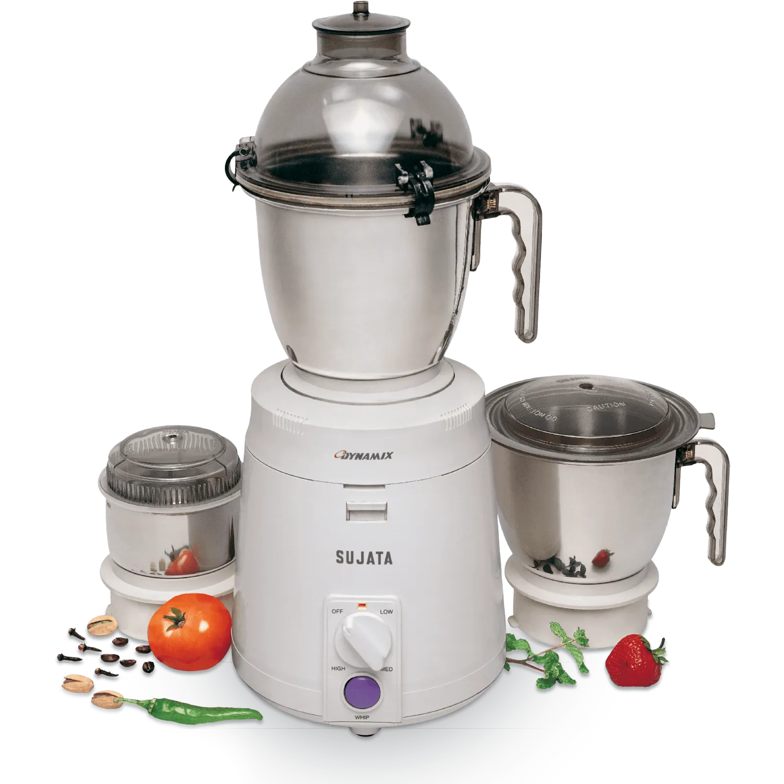 Sujata Dynamix 900-Watt Mixer Grinder | 3 Stainless Steel Jars | 22000 RPM | Wet, Dry & Chutney Grinding | Shock-Proof | White