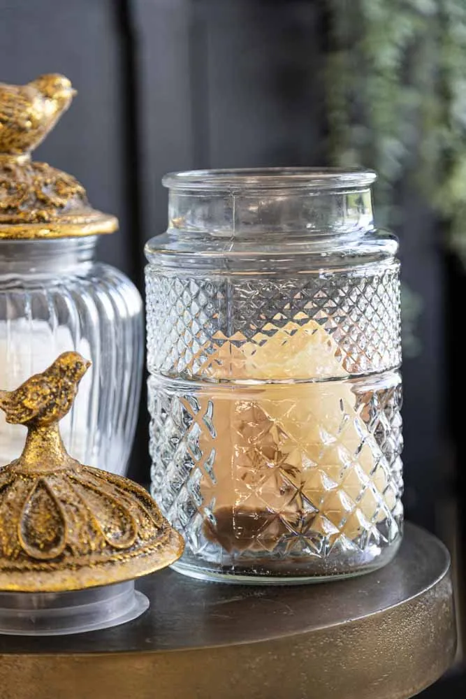 Tall Antique Bird Decorative Glass Jar