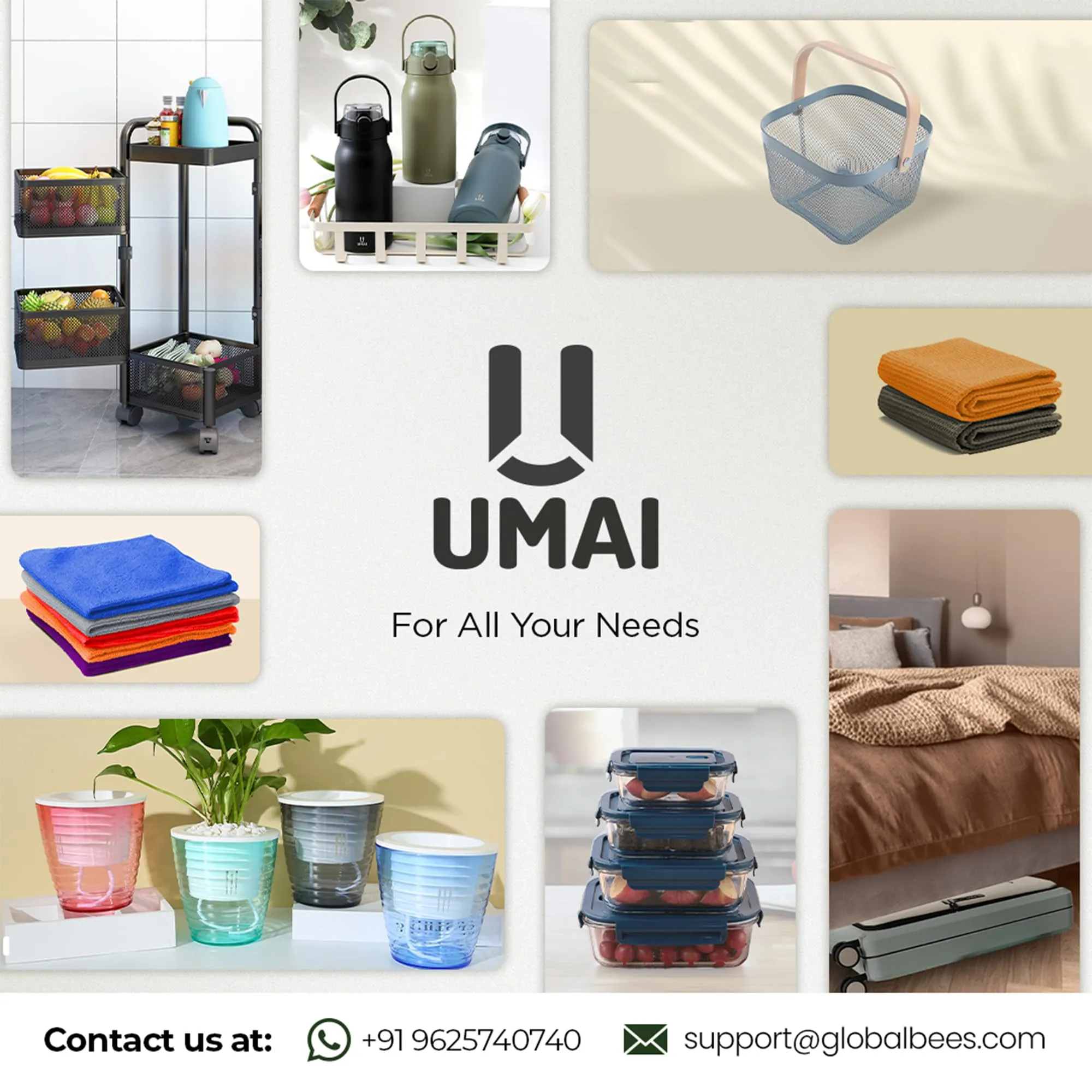 UMAI 1000ml Ceramic Jar for Kitchen Storage | Air Tight Container Set with Bamboo Lid | Kitchen Container for Snacks, Tea, Sugar | Multipurpose Organizer | White with print (Set of 1)