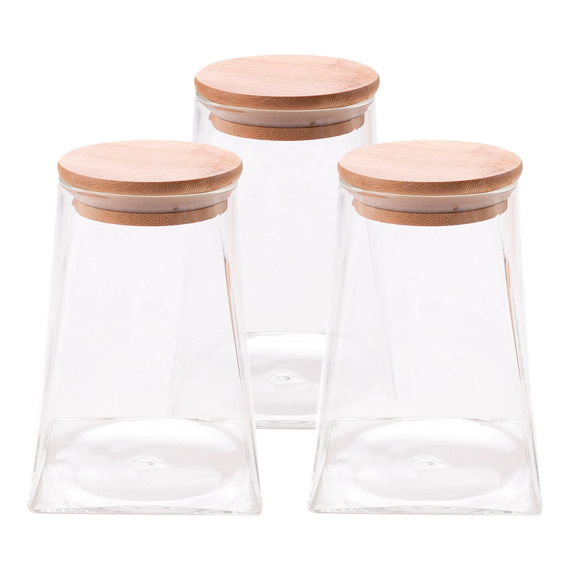 UMAI Borosilicate Glass Jar with Bamboo Lid | Kitchen Organizer Items and Storage | Multi-utility, Leakproof, Airtight Storage Jar for Cookies, Snacks, Tea, Coffee, Sugar | 560 ml (Pack of 3)